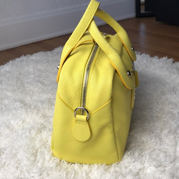 Longchamp Yellow ‘Quadri' Leather Satchel - Picture 3 of 9